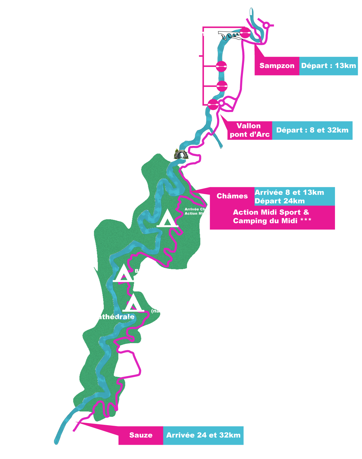 Carte des parcours kayak